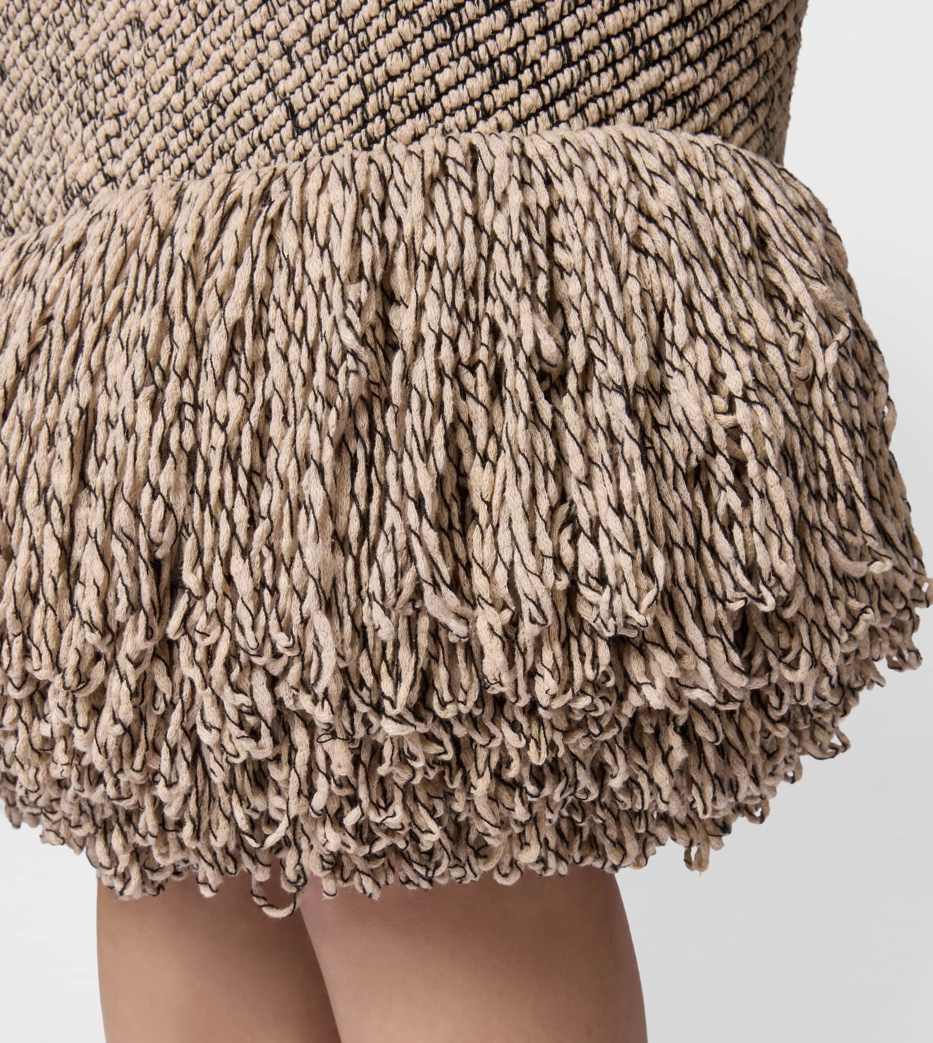 SKIRT IN MOULINÉ KNIT - BEIGE, BLACK - 5