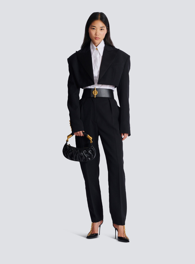 Balmain Cropped grain de poudre jacket outlook