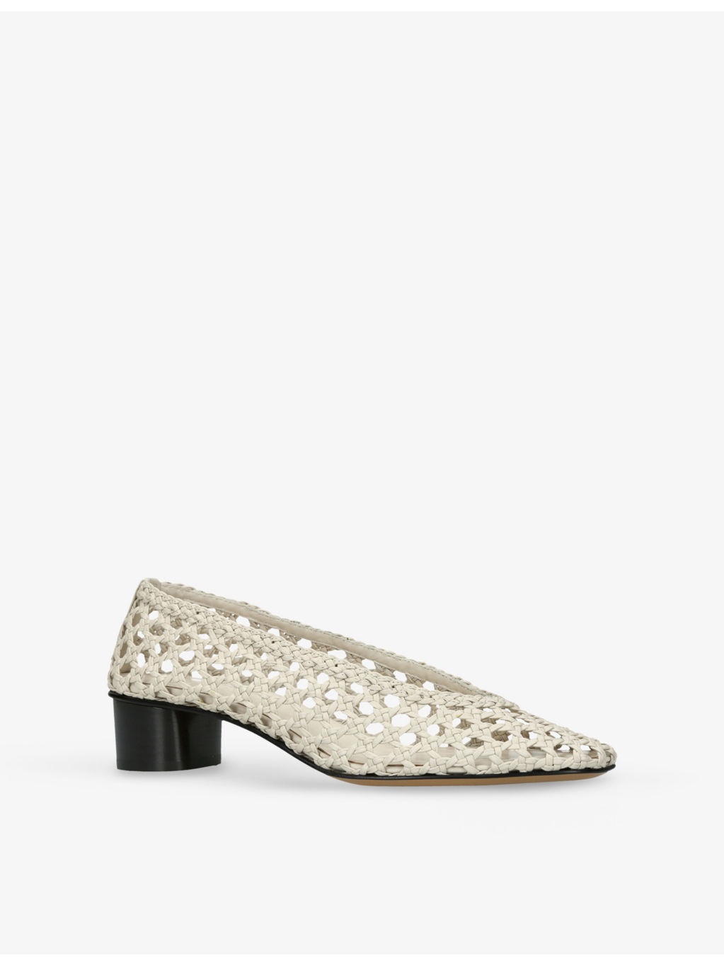Woven Leather Heeled Ballet Pumps - 3