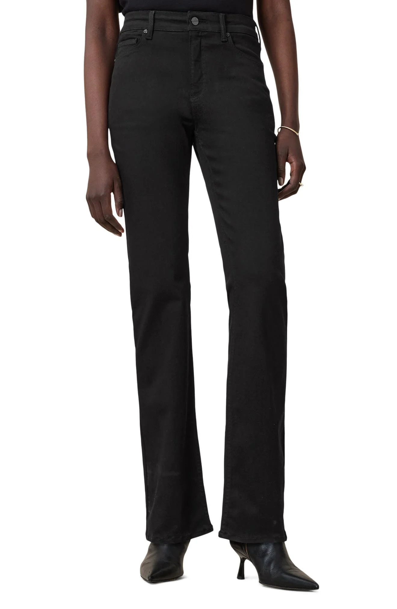 AllSaints Haldan Slim Bootcut Jeans in Perfect Black at Nordstrom - 1