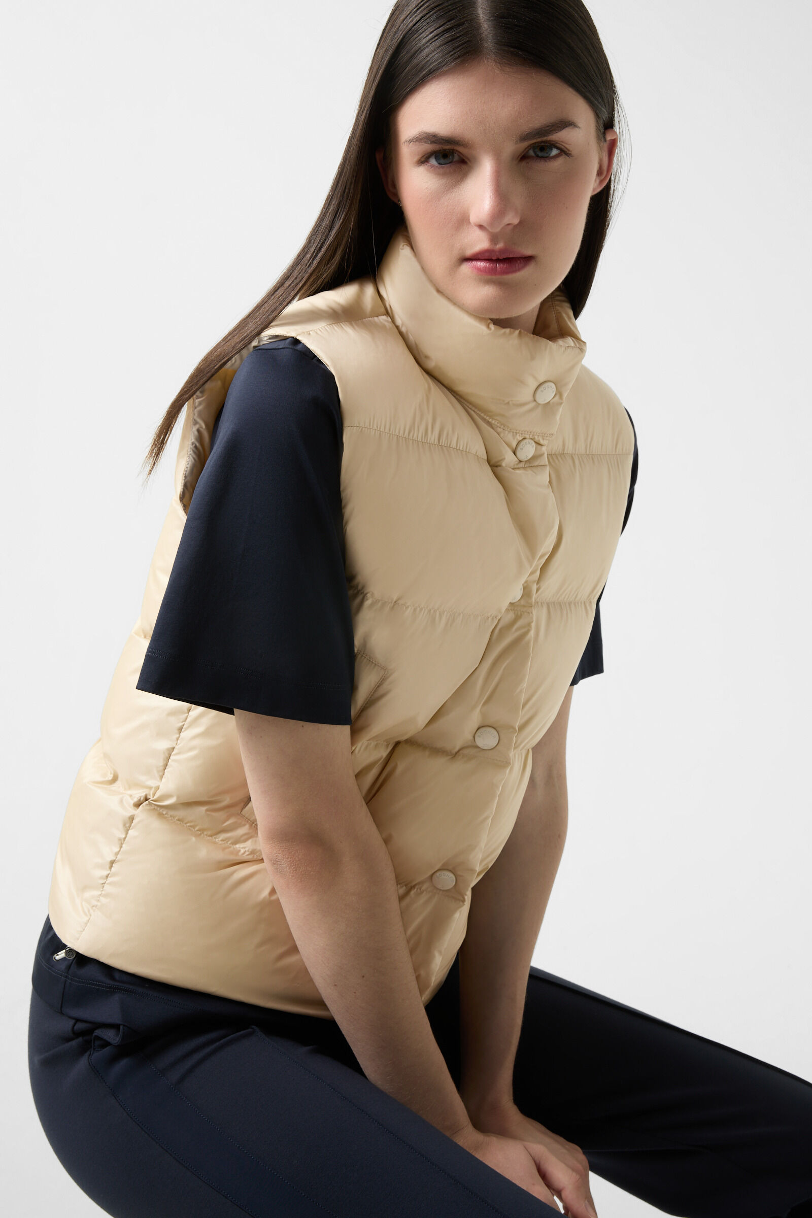 Orely lightweight down vest in Beige - 5