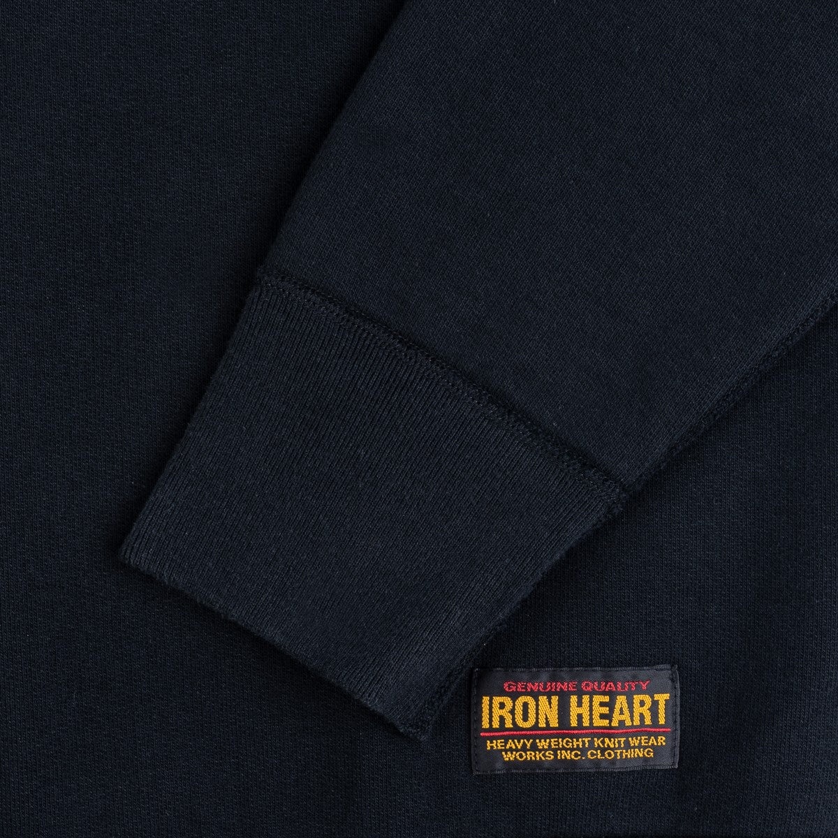 IHSW-69L-BLK 14oz Ultra Heavyweight Loopwheel Cotton Crew Neck Sweat Black - 4