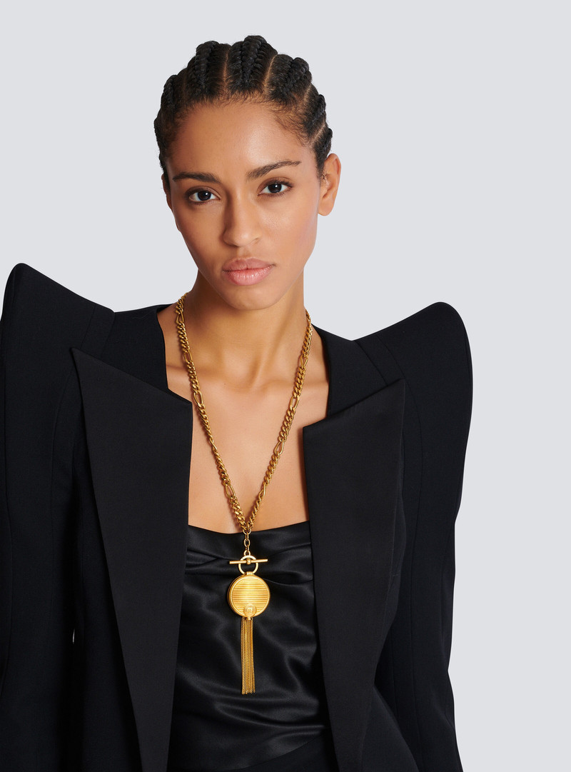 Balmain Brass Powder Compact necklace outlook