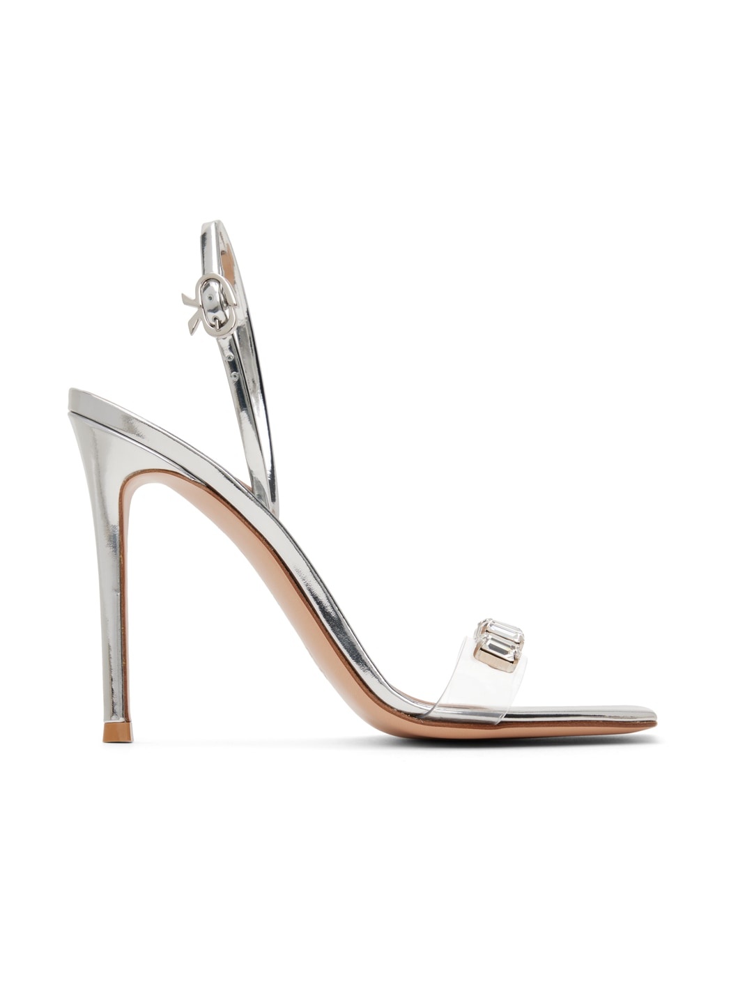 Gianvito Rossi Silver Ribbon Candy Heeled Sandals ssense