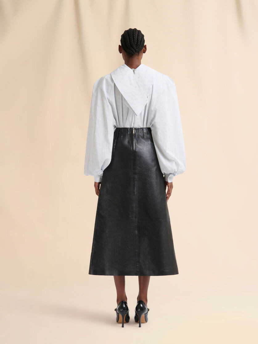 BLACK LEATHER A-LINE SKIRT - 3