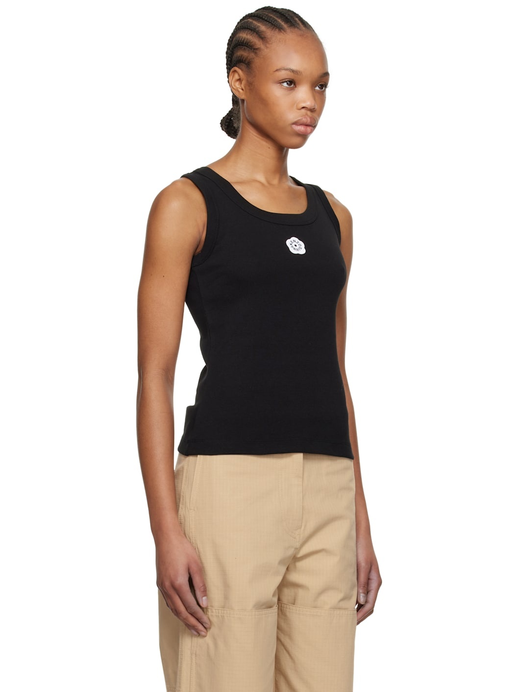 Black  Paris 'Boke Flower 2.0' Rib Tank Top - 2
