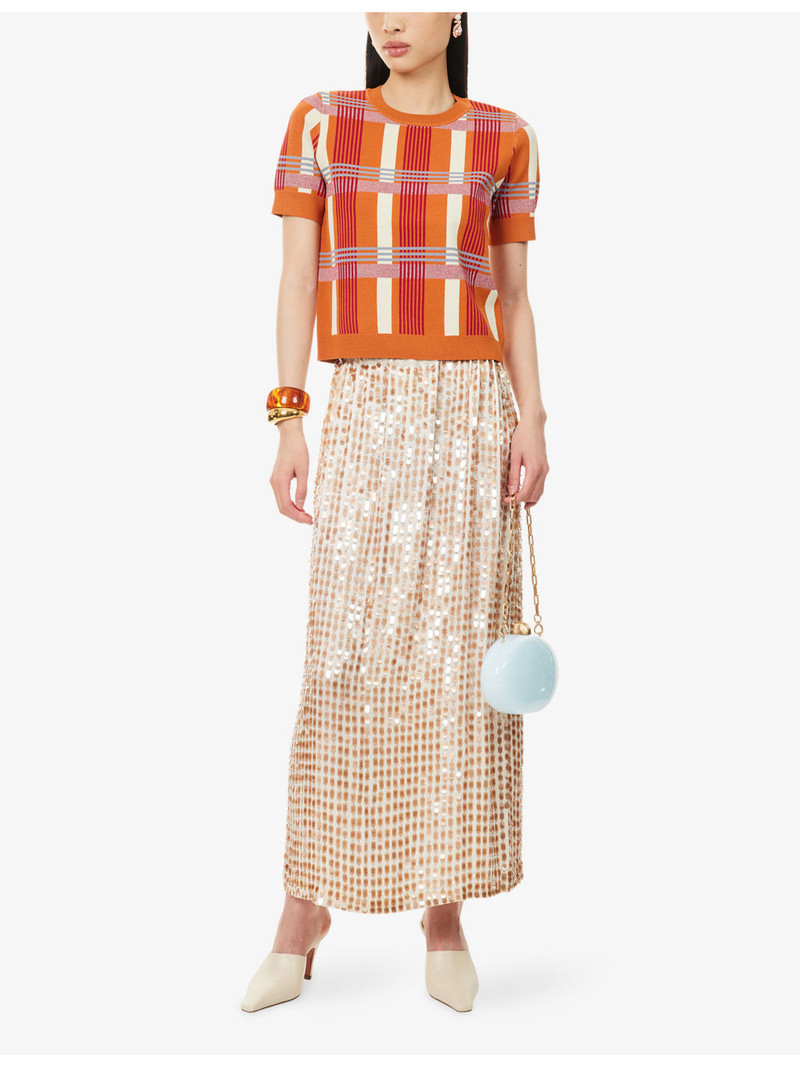 ZANKOV Marcella Beaded Silk Midi Skirt outlook