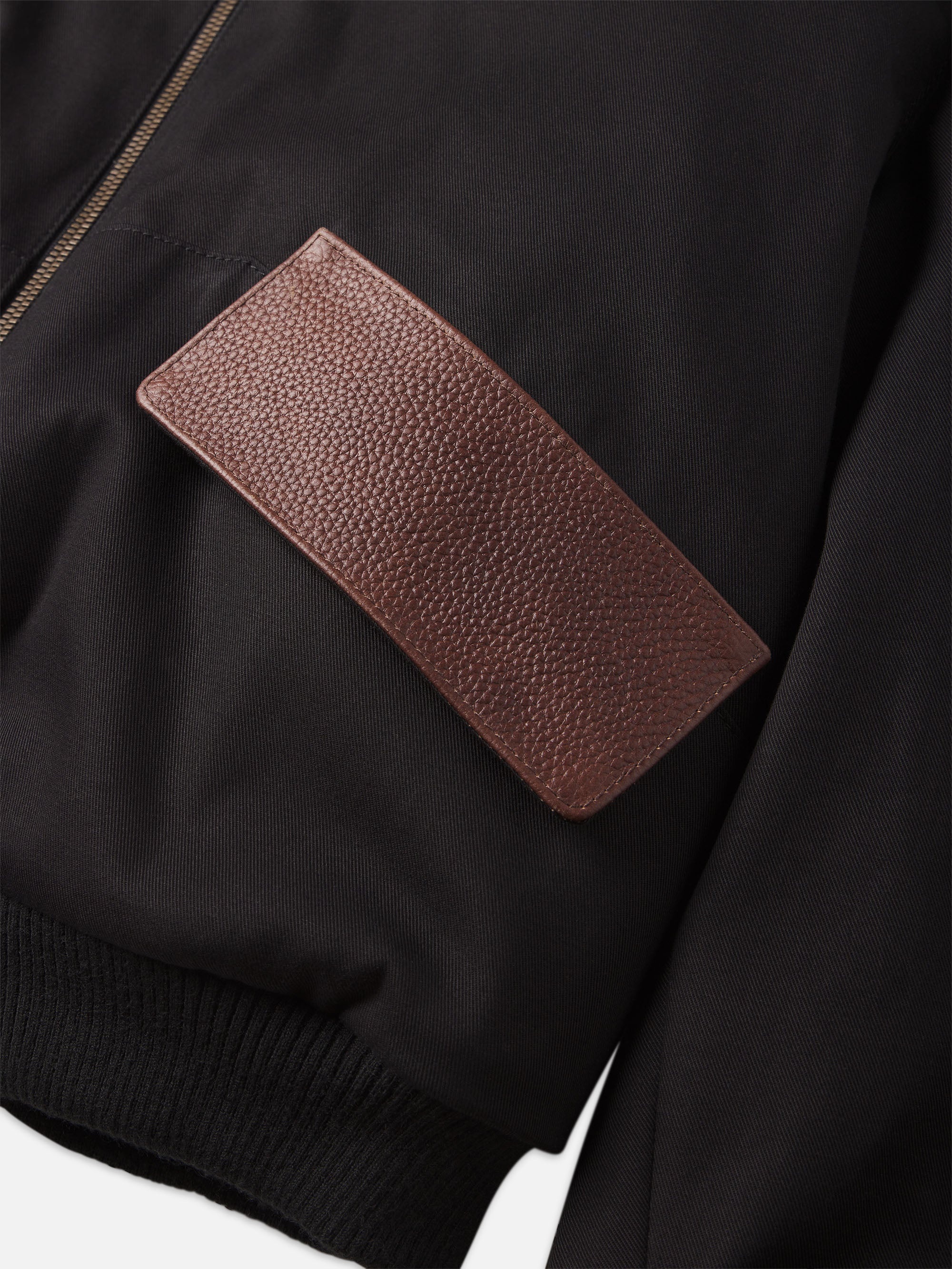 Mixed Leather Bomber in Black - 5