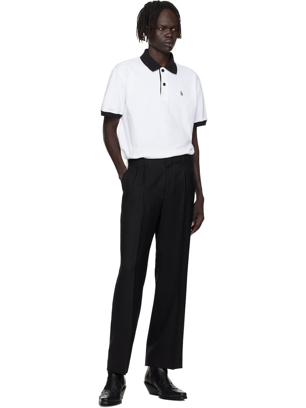 White 'EWB' Embroidered Polo - 5