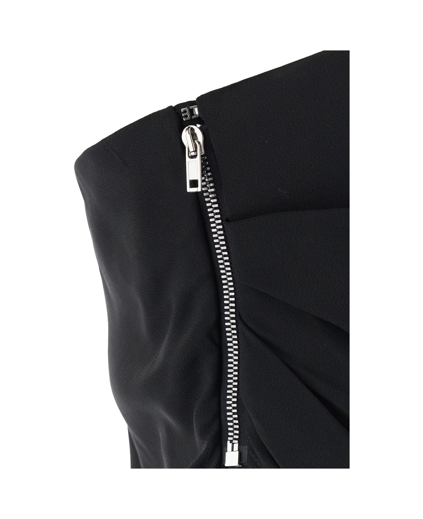 'lido' Black Long Dress With Straight Neckline And Asymmetric Design In Viscose Blend Woman - 3