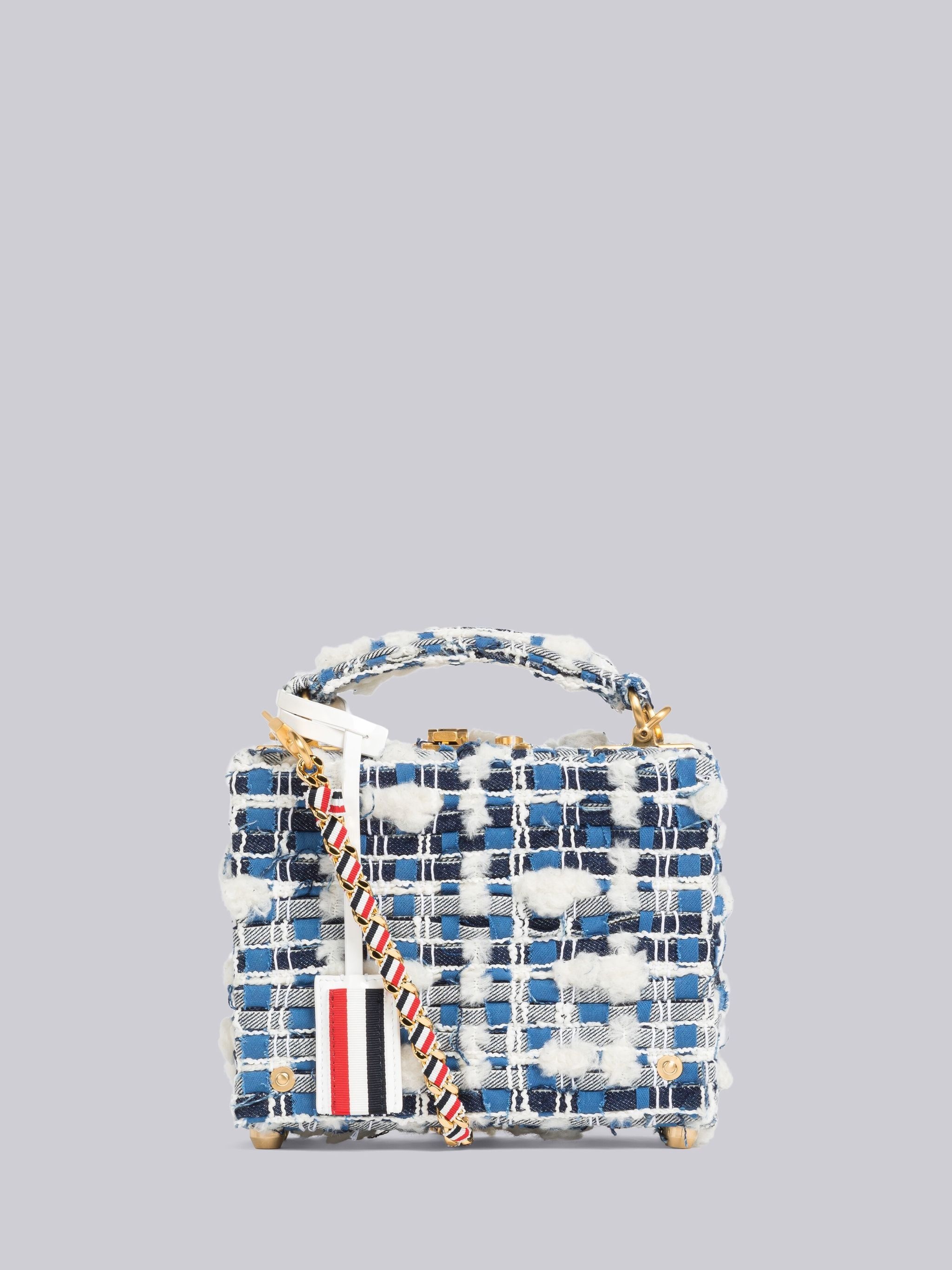 Denim Pouf Tweed Woven Chain Micro Attache Case - 1