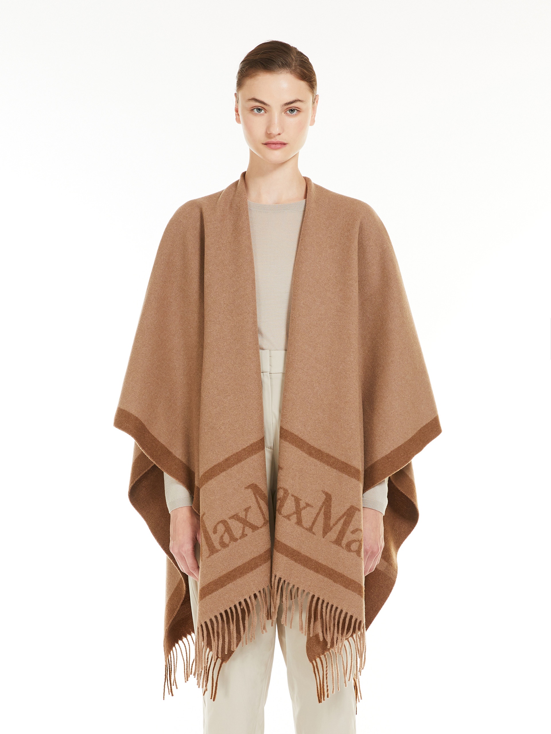 HILDE Jacquard wool poncho - 3