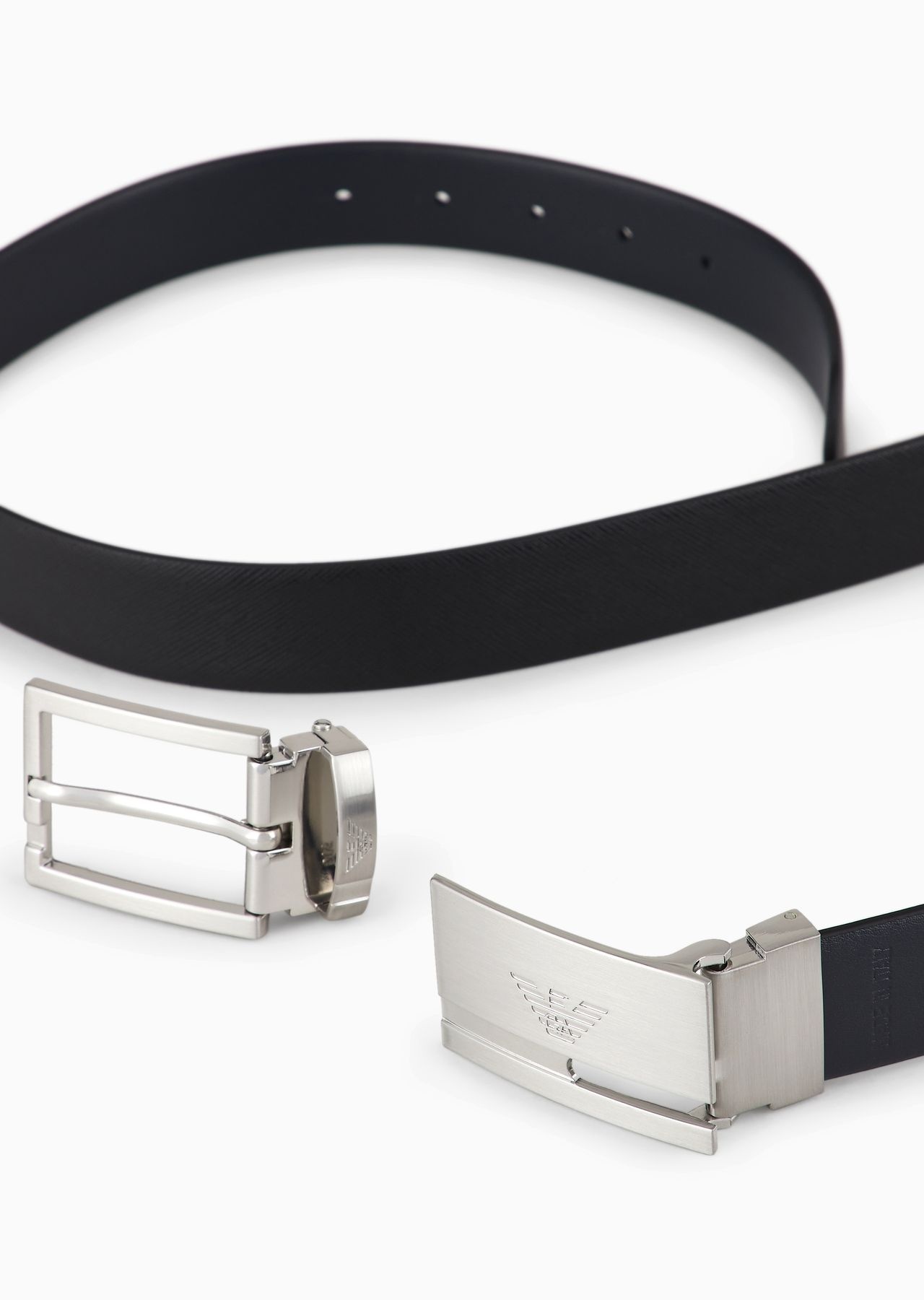 Reversible belt in two-tone leather with all-over embossed eagle - 2