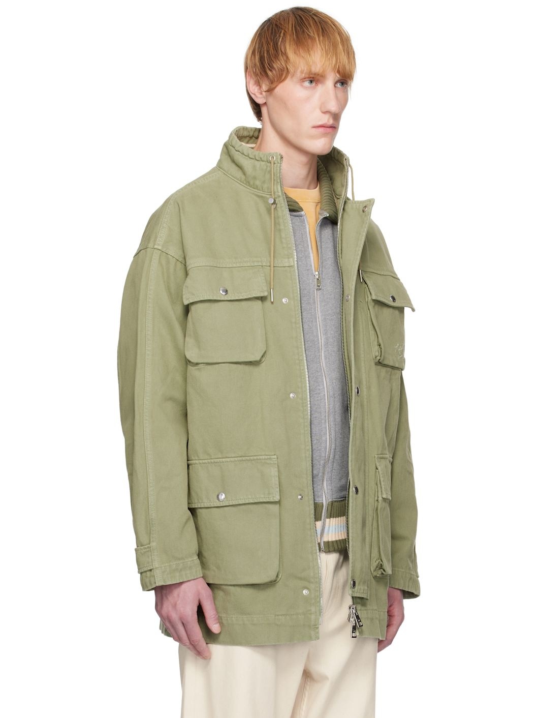 Green Cotton Denim Parka - 2