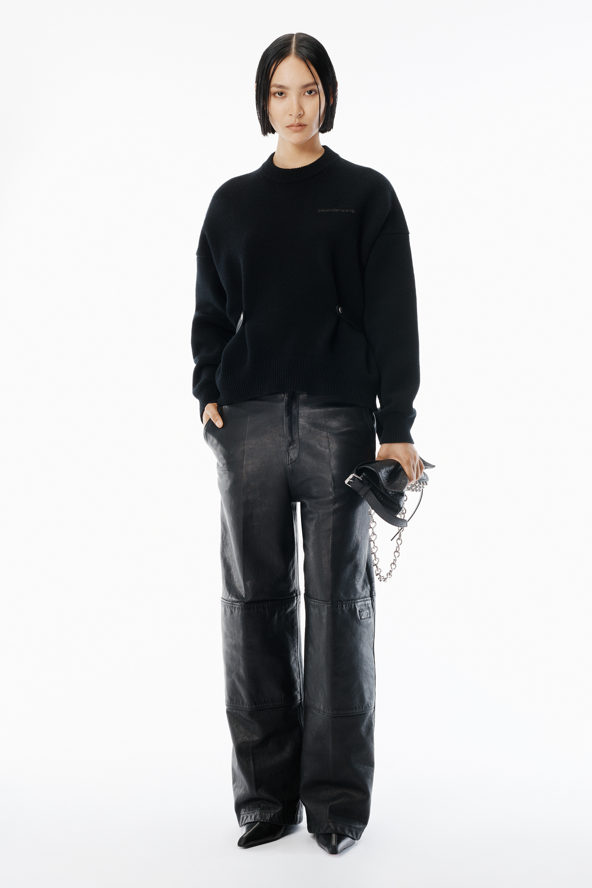 Black Wool-Cotton Draped Cardigan - 5