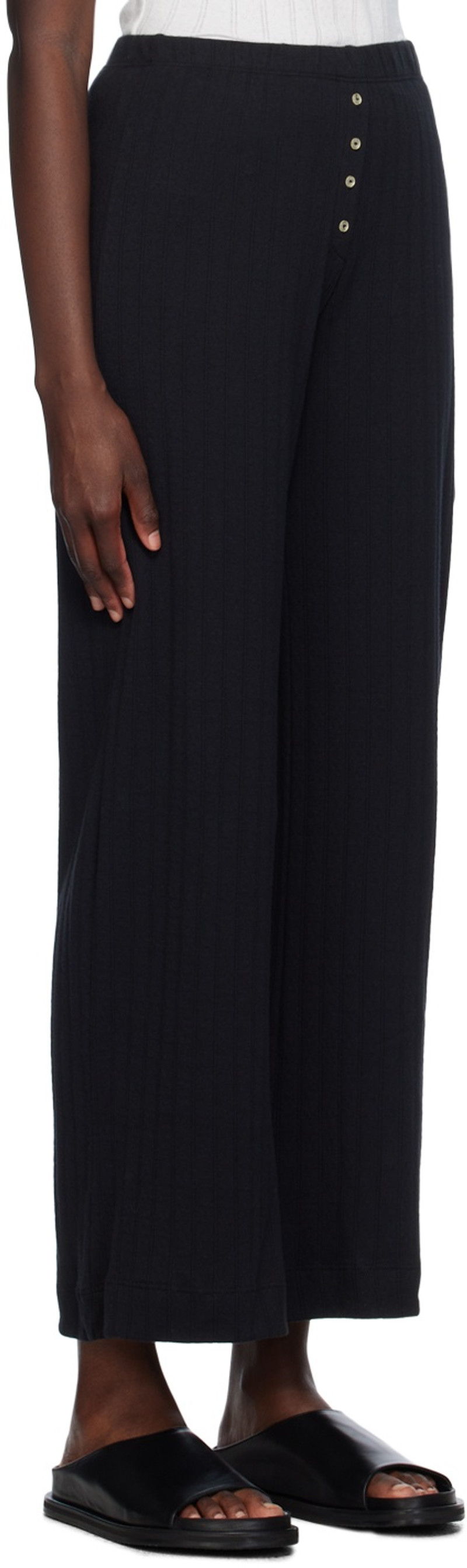 LESET Black Pointelle Boxer Lounge Pants outlook