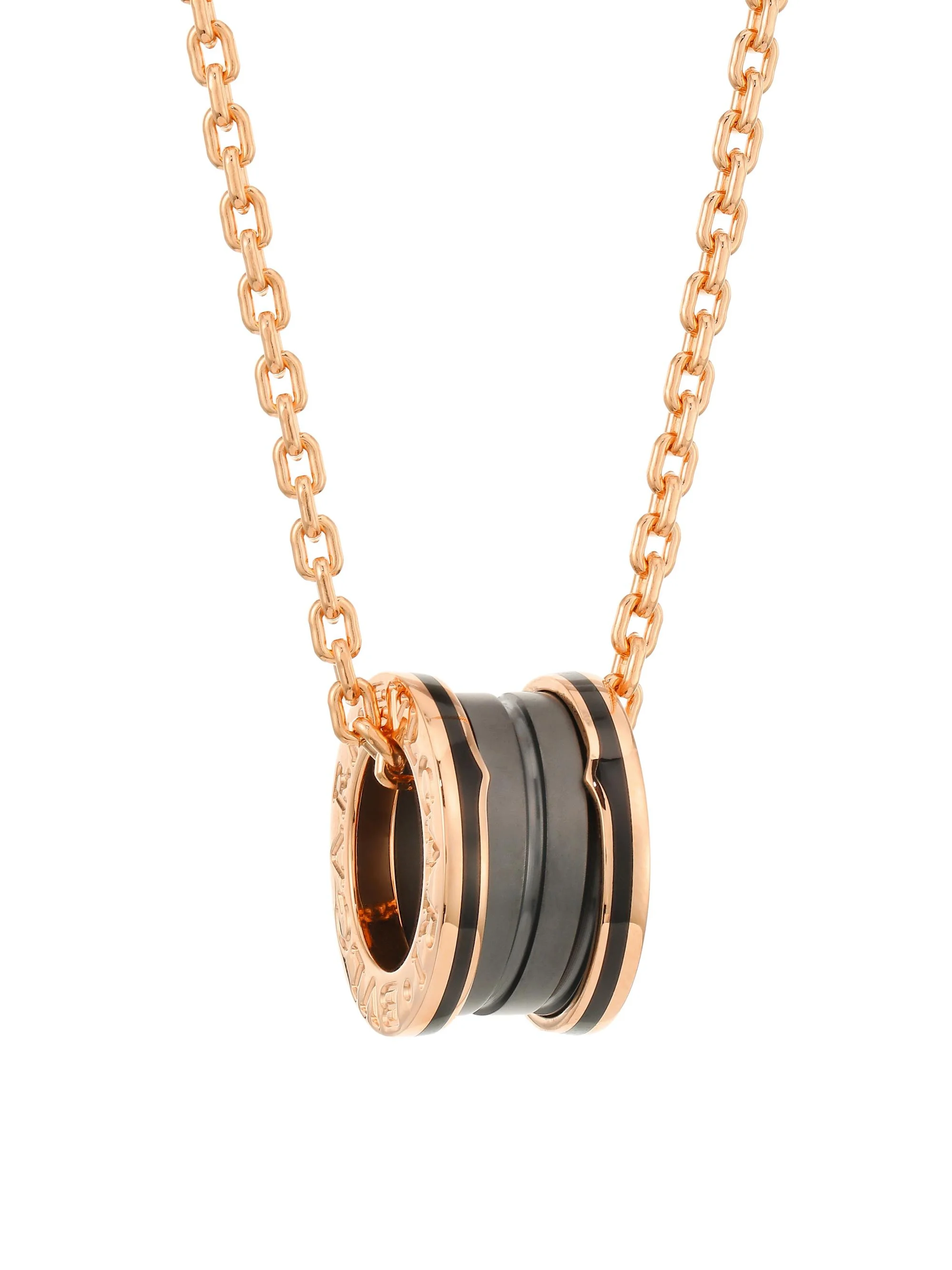 Women's B. zero1 18K Rose Gold & Black Ceramic Pendant Necklace - Black Rose Gold - 1