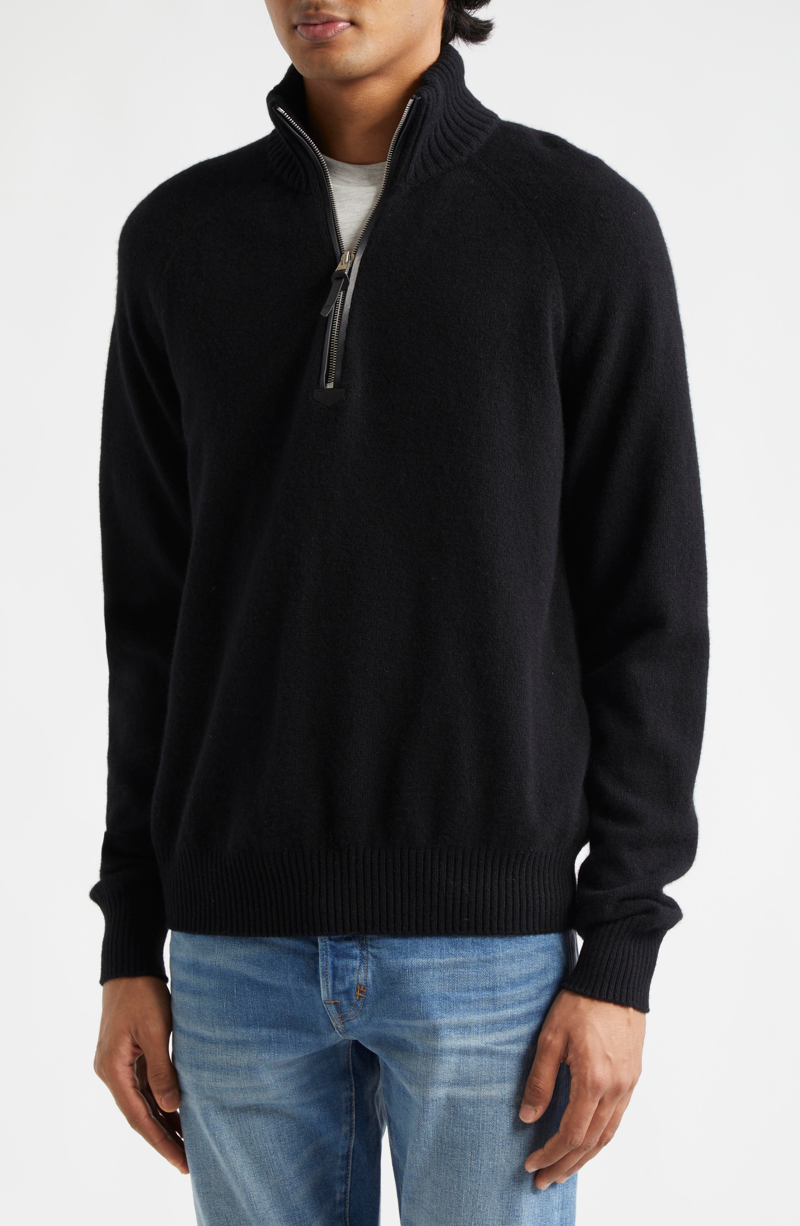 Lambswool & Cashmere Half Zip Sweater - 5