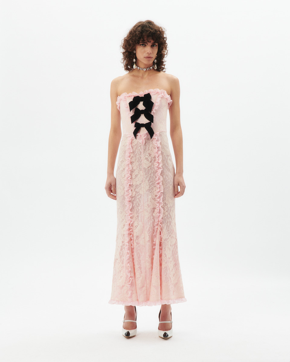 LACE BUSTIER DRESS WITH VELVET BOWS - 4