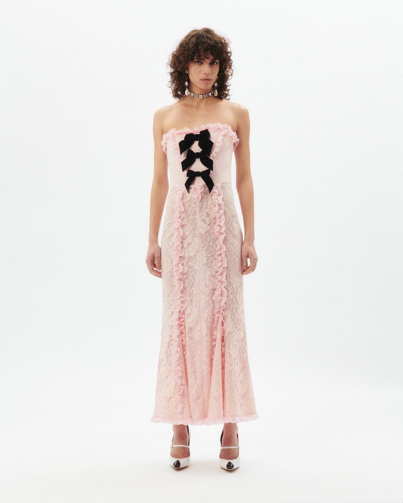Alessandra Rich LACE BUSTIER DRESS WITH VELVET BOWS outlook