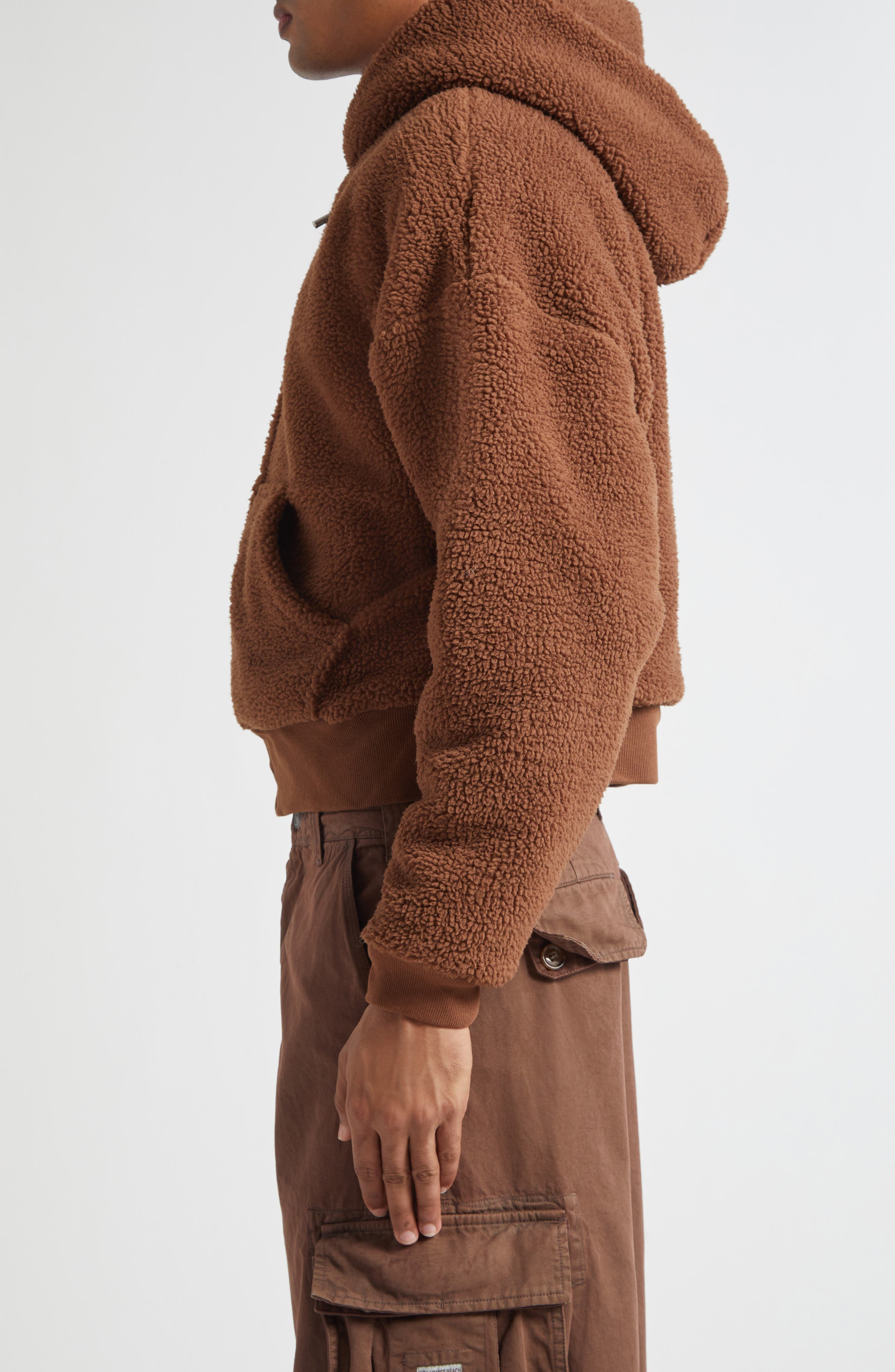 ERL Gender Inclusive Terry Fleece Zip Hoodie in Brown at Nordstrom - 5