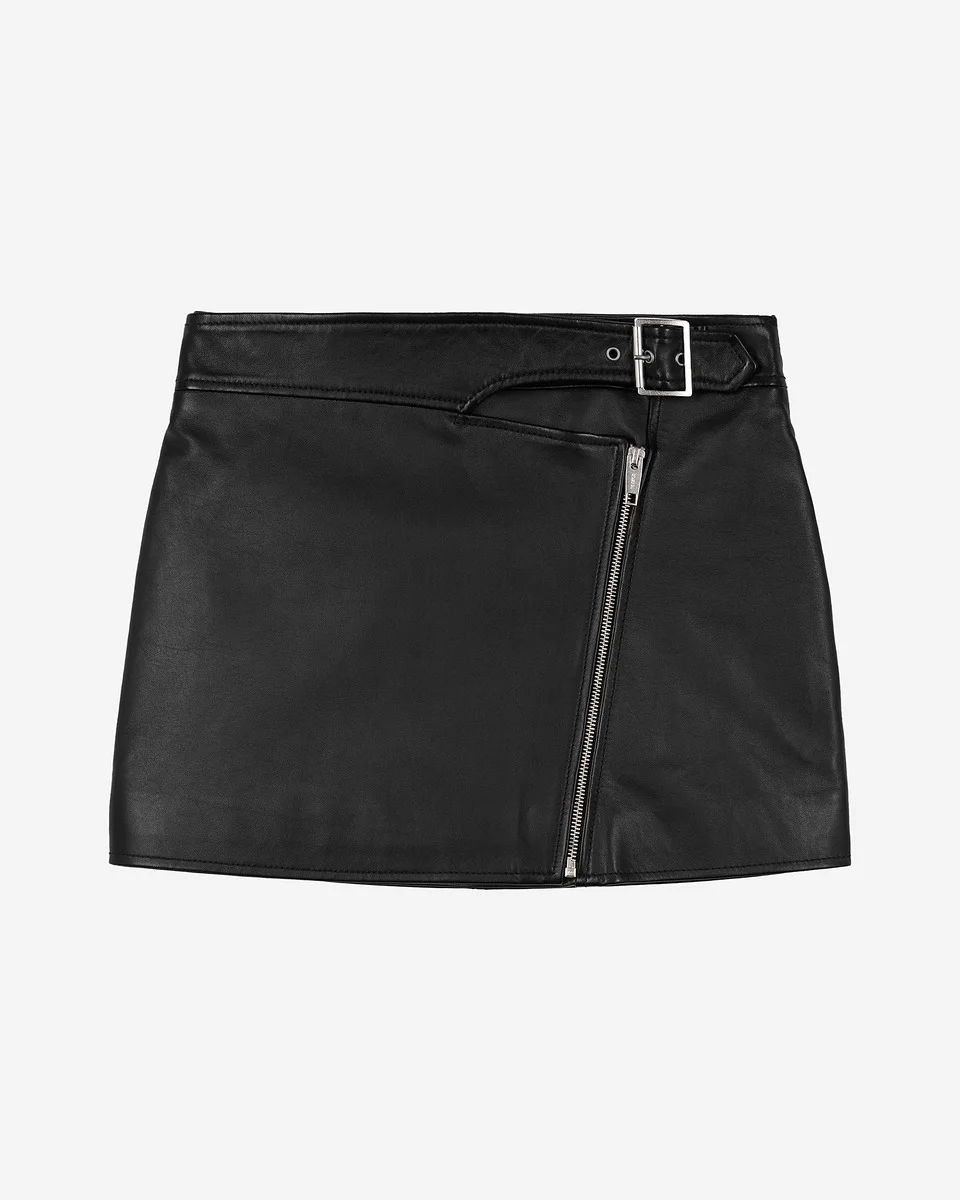 LEATHER SKIRT WITH BLACK ZIP - 1