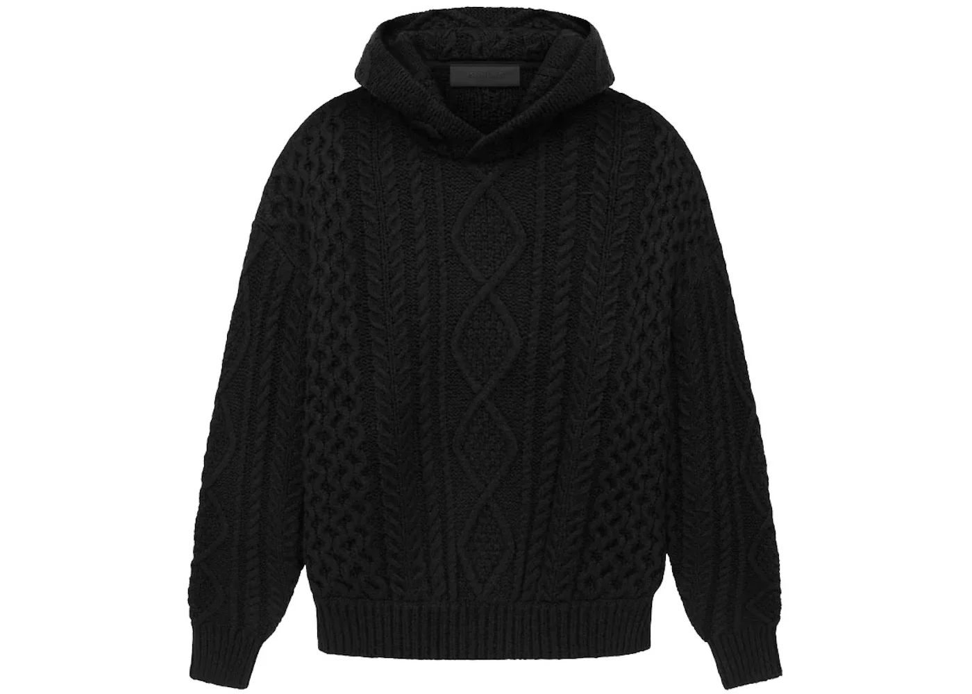 Fear of God Essentials Cable Knit Hoodie Black - 1