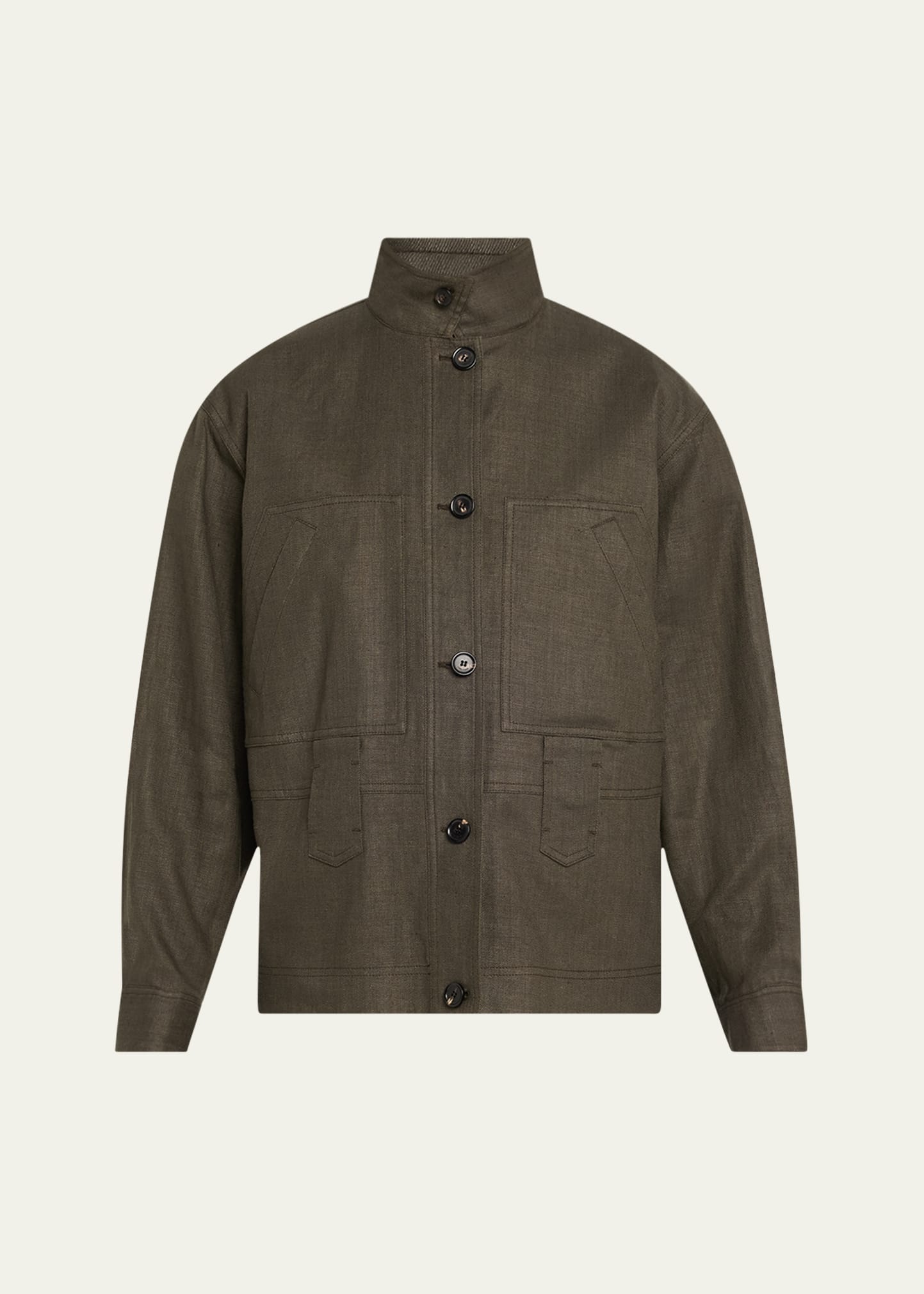 Jaylon Structured Linen Wool Field Jacket - 1