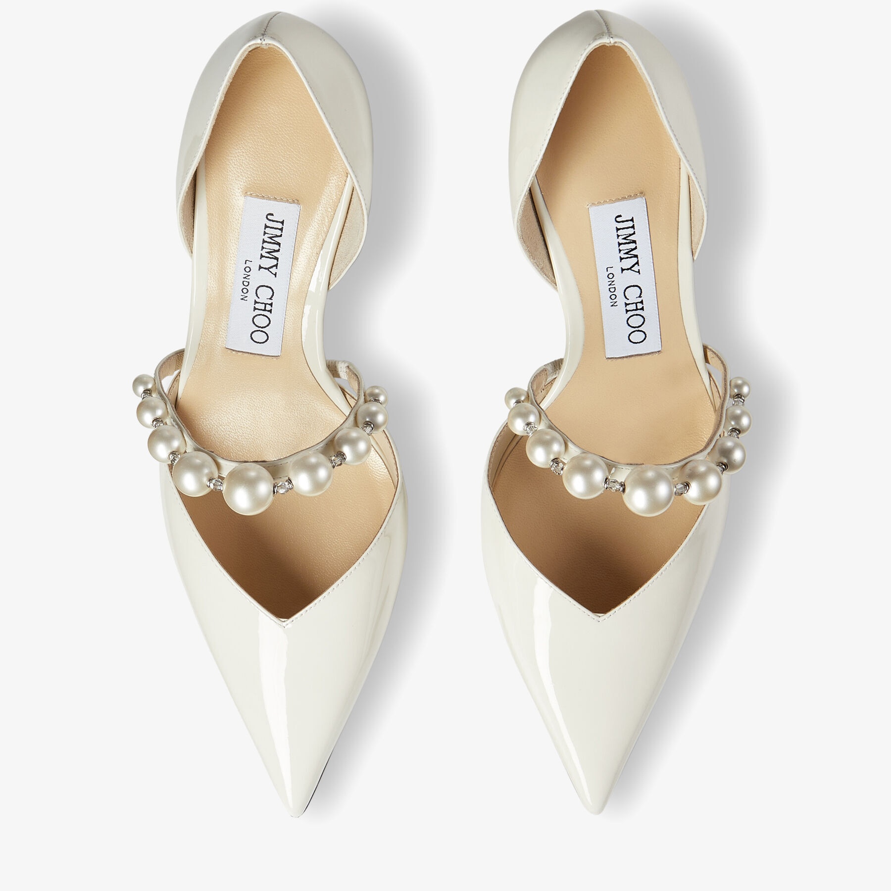 JIMMY CHOO Aurelie 65 Latte Patent Leather Pointed Pumps with