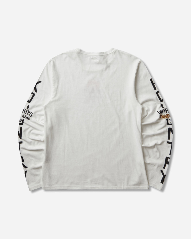 Kapital Men's 20/-Jersey Crew Longsleeve T-Shirt (Peckish Kap) White / Pink outlook