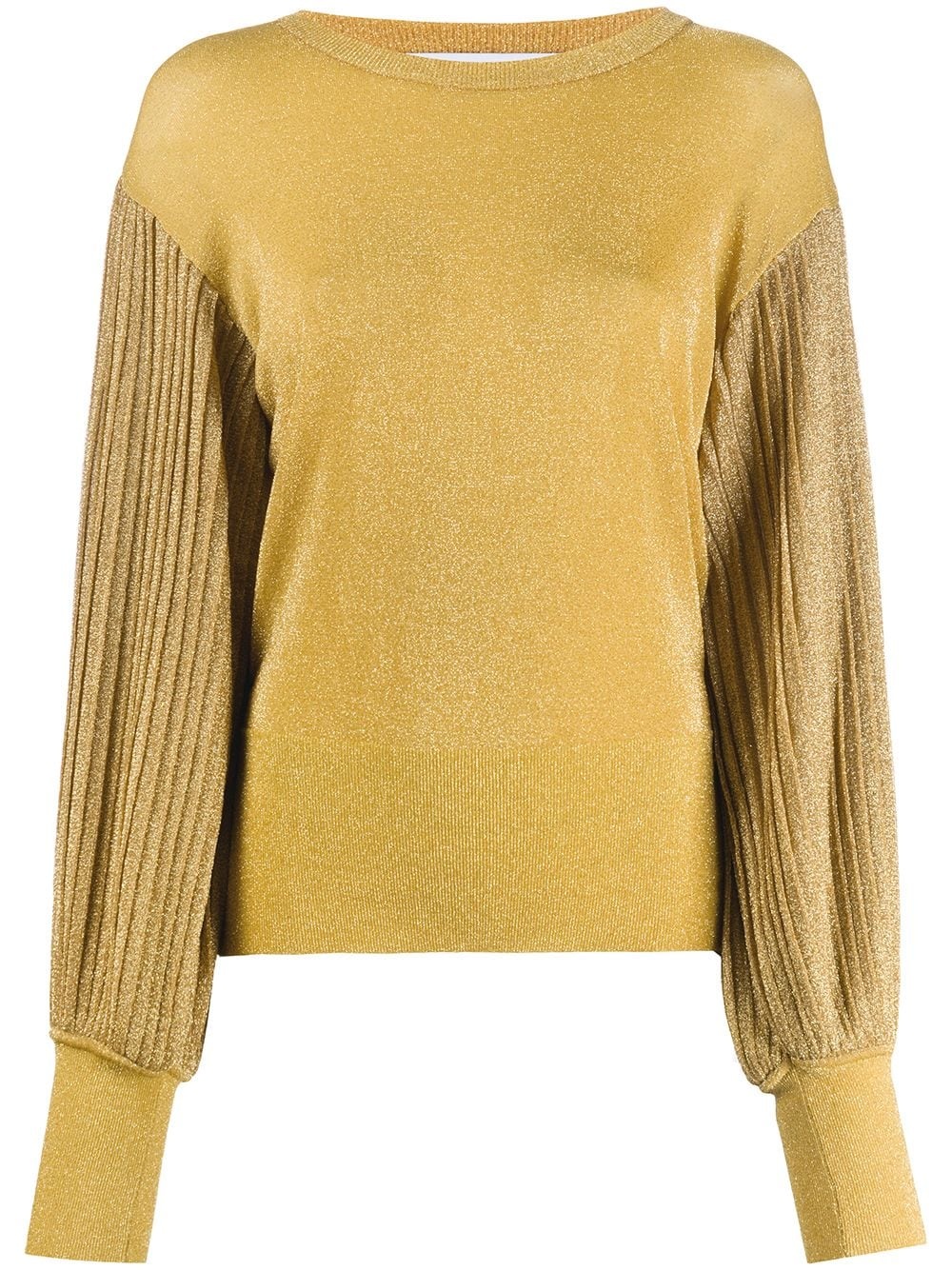 puff-sleeve knitted top - 1