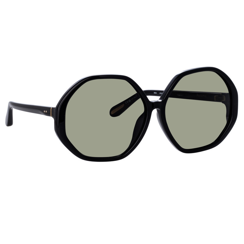 LINDA FARROW PALOMA HEXAGON SUNGLASSES IN BLACK outlook