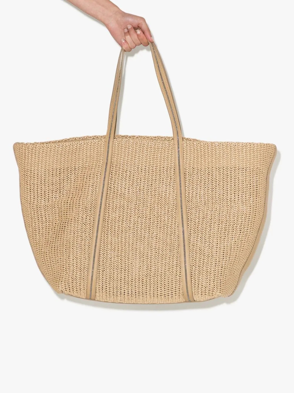 embellished raffia tote bag - 4