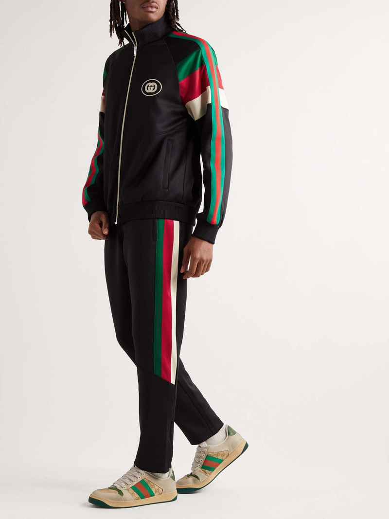 GUCCI Straight-Leg Striped Webbing-Trimmed Jersey Sweatpants outlook