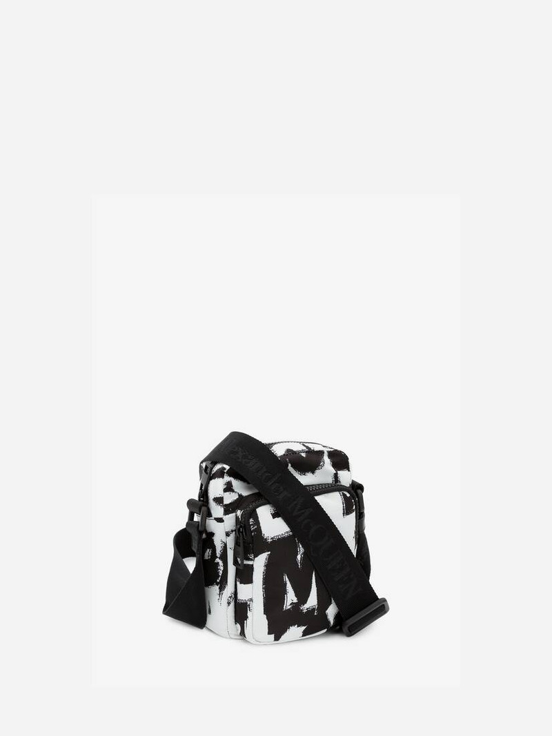 Alexander McQueen Mcqueen Graffiti Mini Messenger Bag in Black/off White outlook