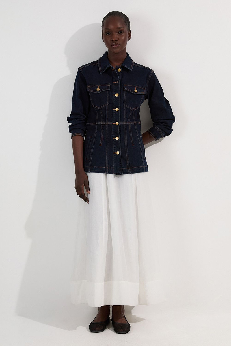 Denim Corset Waist Detail Jacket 3