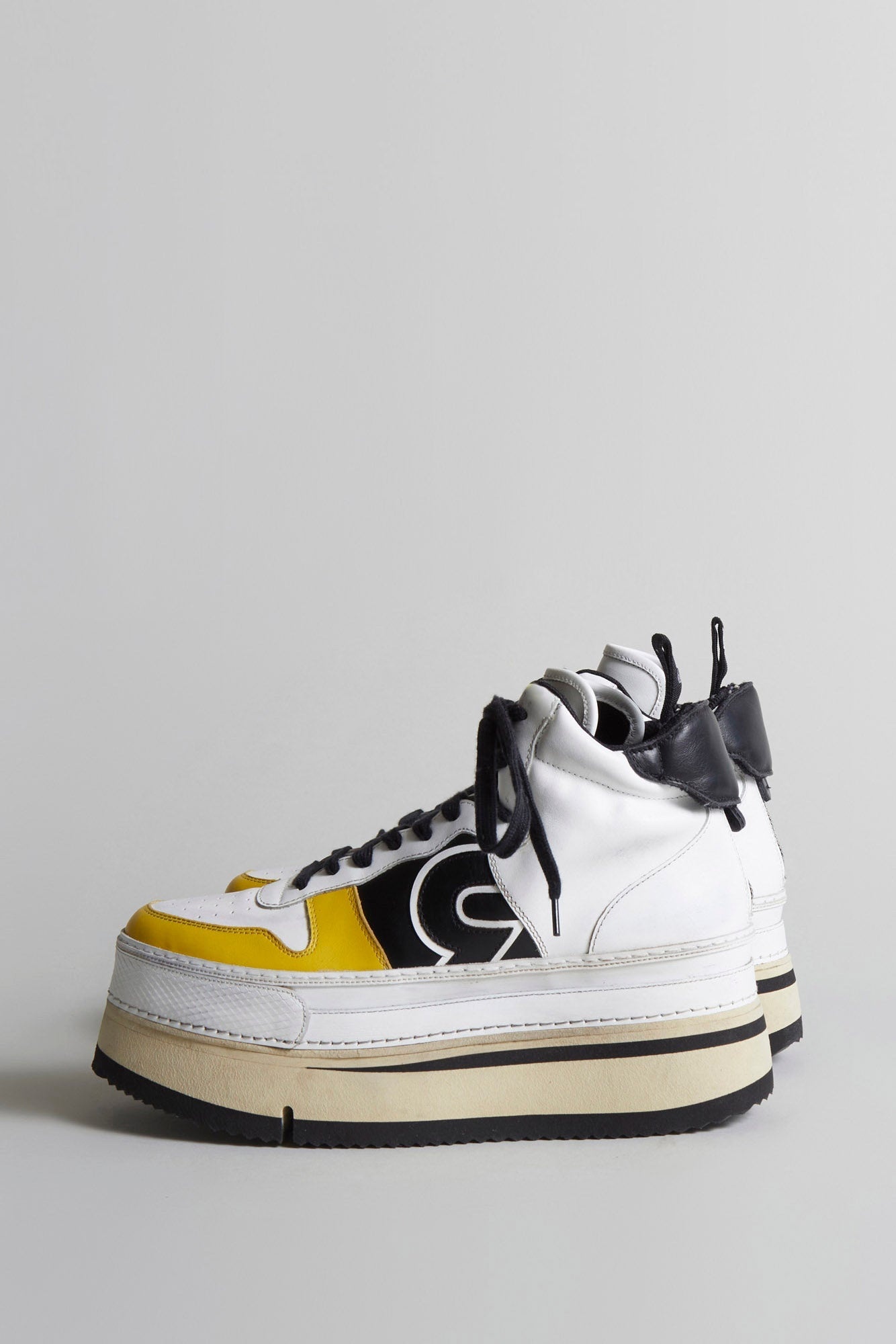 RIOT LEATHER HIGH TOP - SKATE WHITE & YELLOW - 2