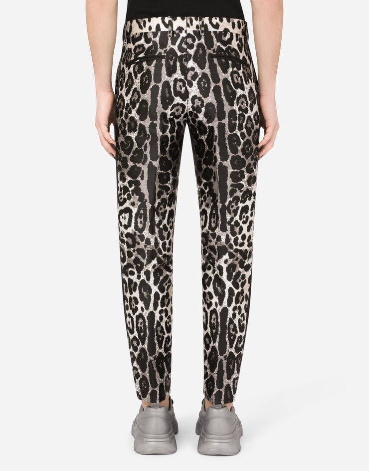 Leopard-print jacquard tuxedo pants - 2