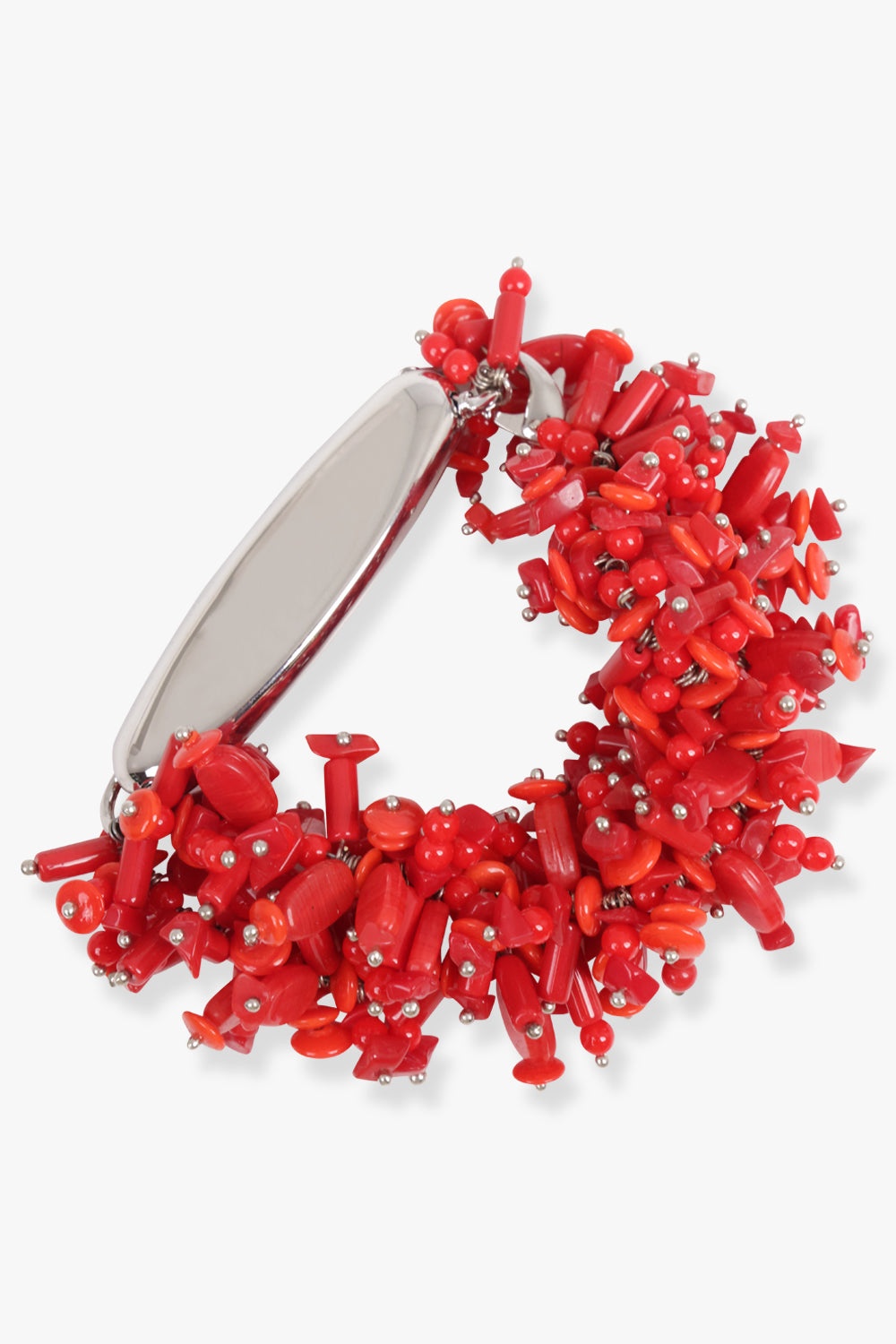 EMBROIDERED CUFF BRACELET | RED/SILVER - 2