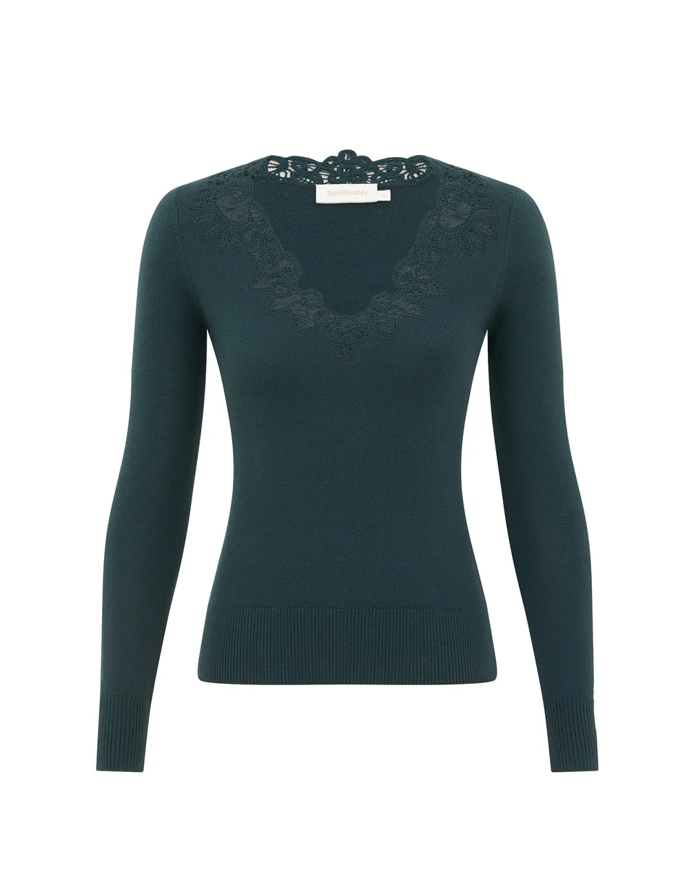 CLASH MERINO LACE V NECK TOP - 1