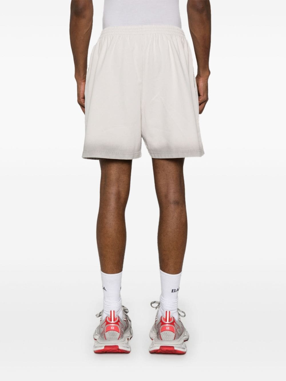 reflective-logo cotton track shorts - 5