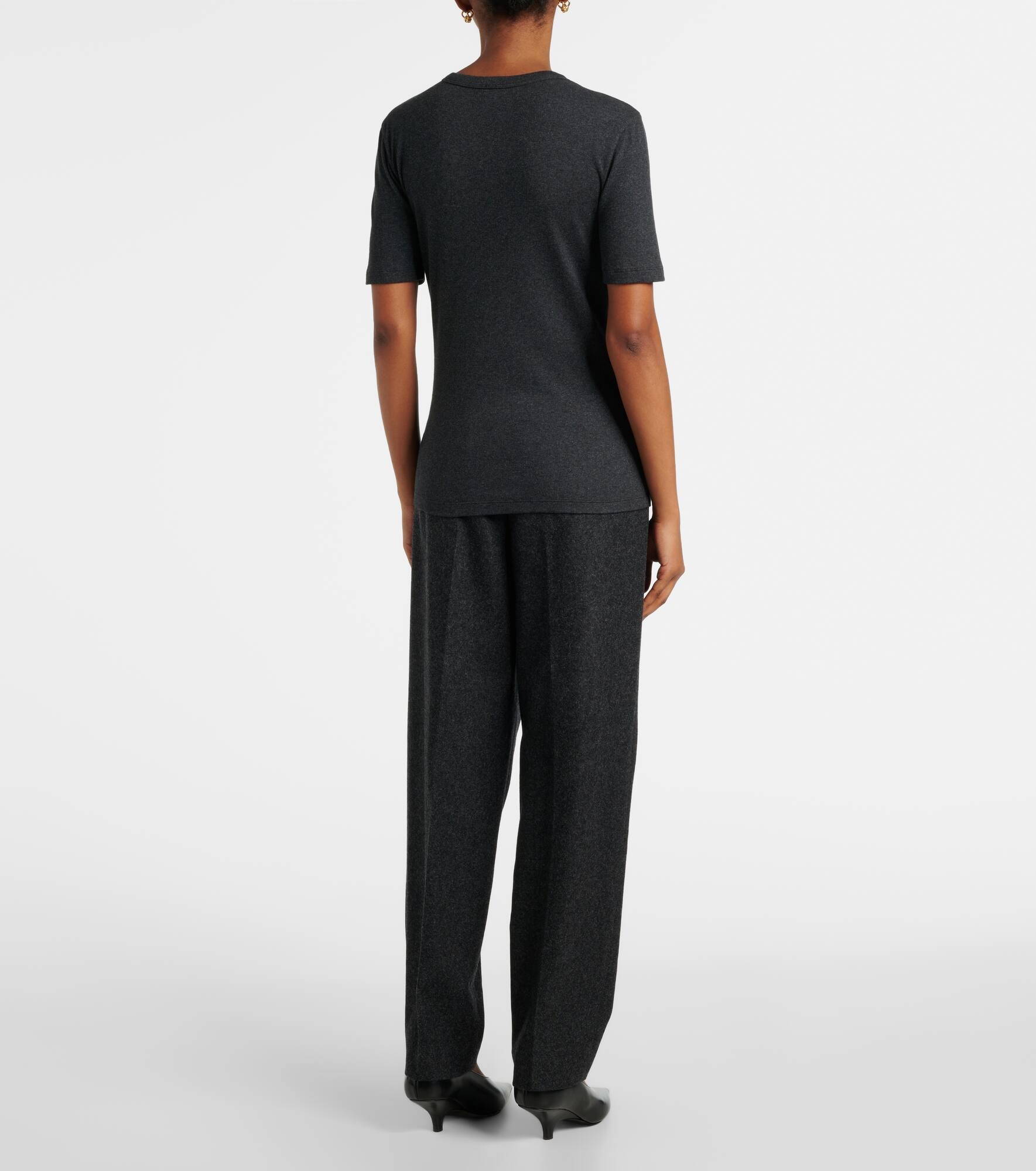 Ribbed-knit cotton-blend jersey top - 3