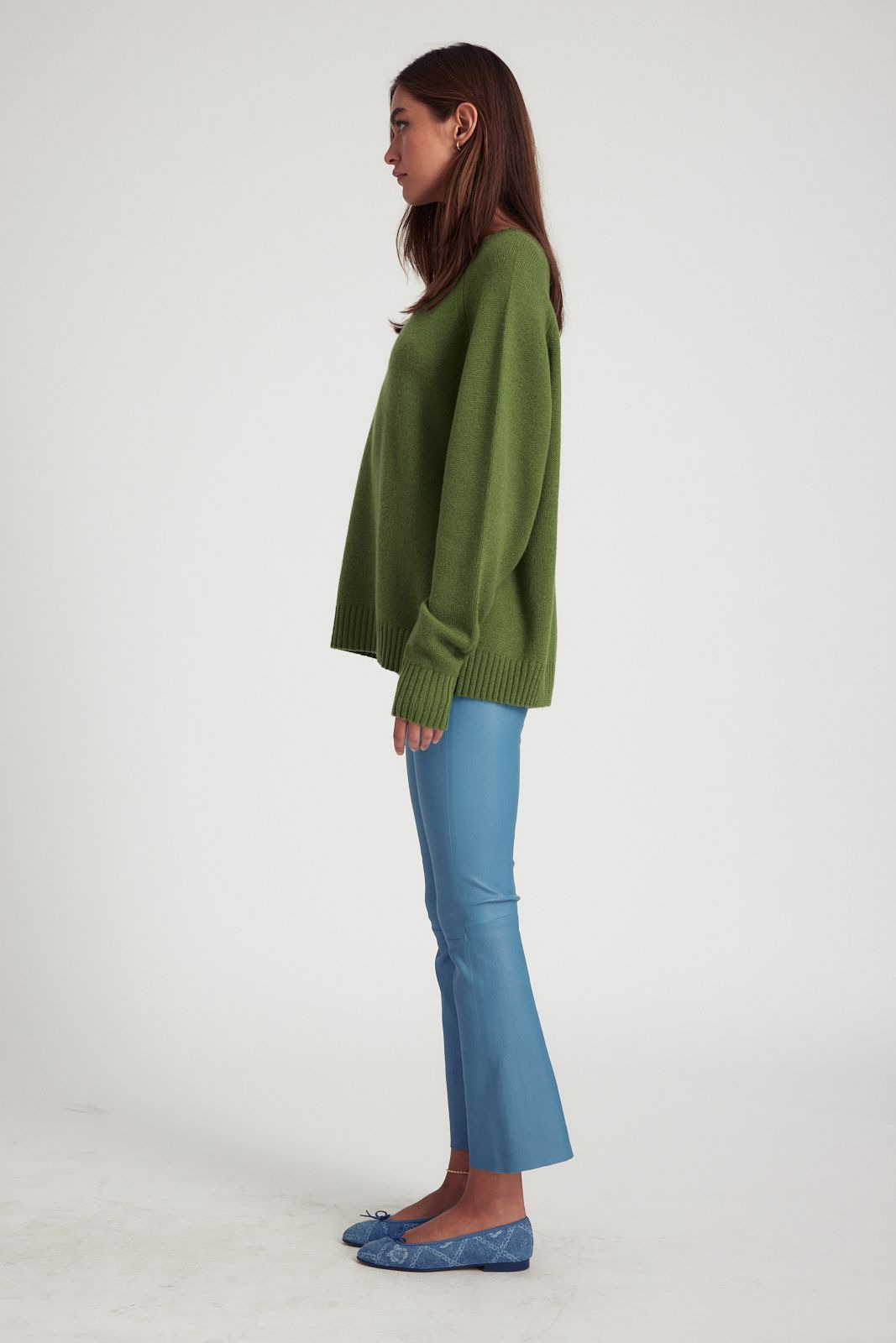 ARTICHOKE CASHMERE LOOSE GAUGE CREWNECK - 3
