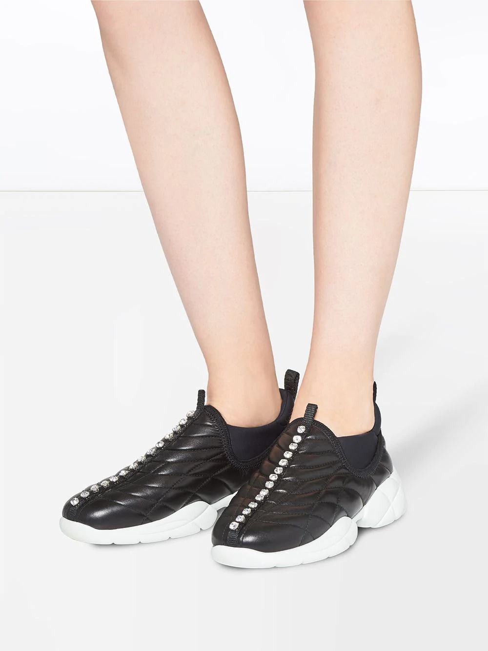 matelassé crystal-embellished slip-on sneakers - 5