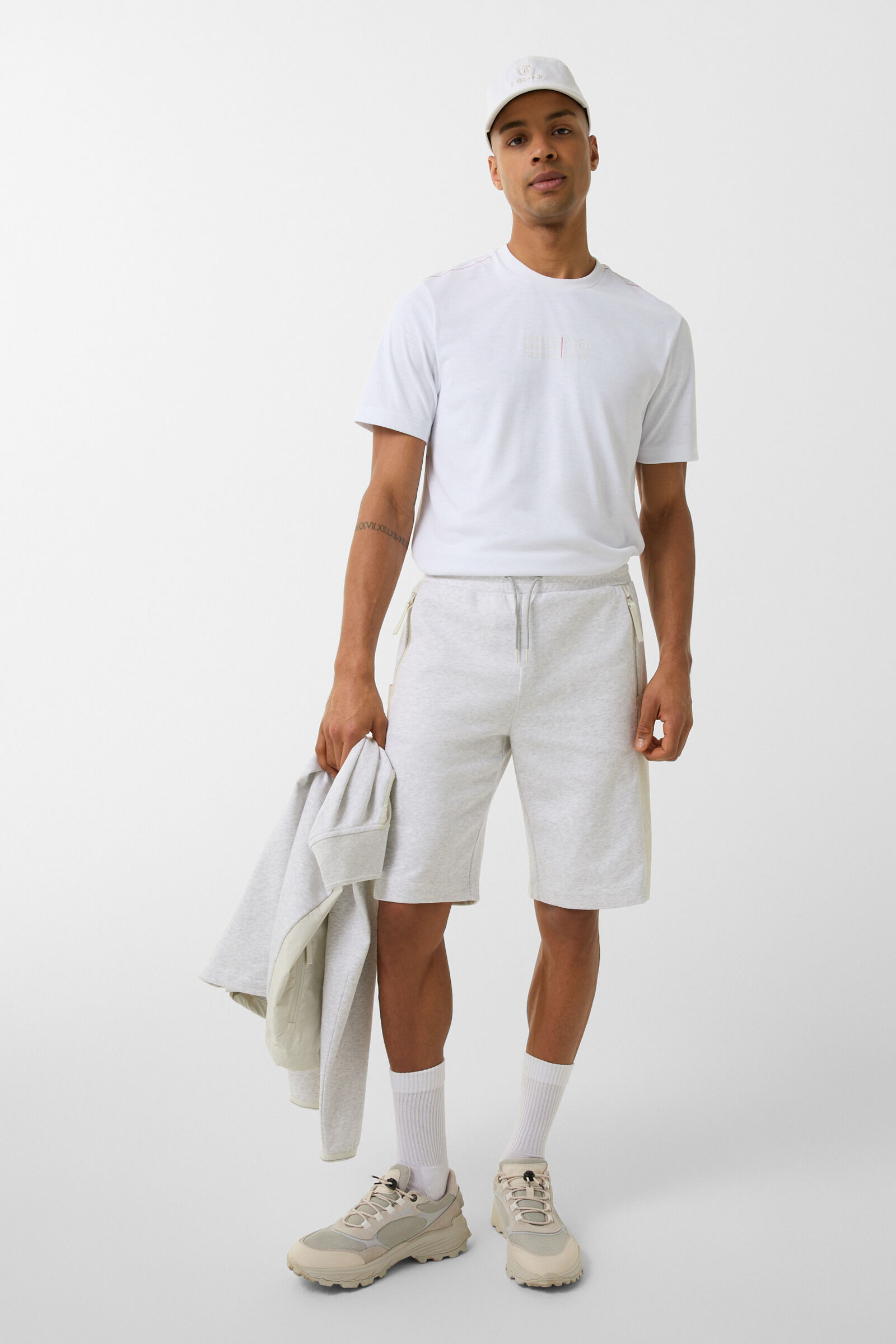 Leif sweatshorts in Light gray/sand - 4