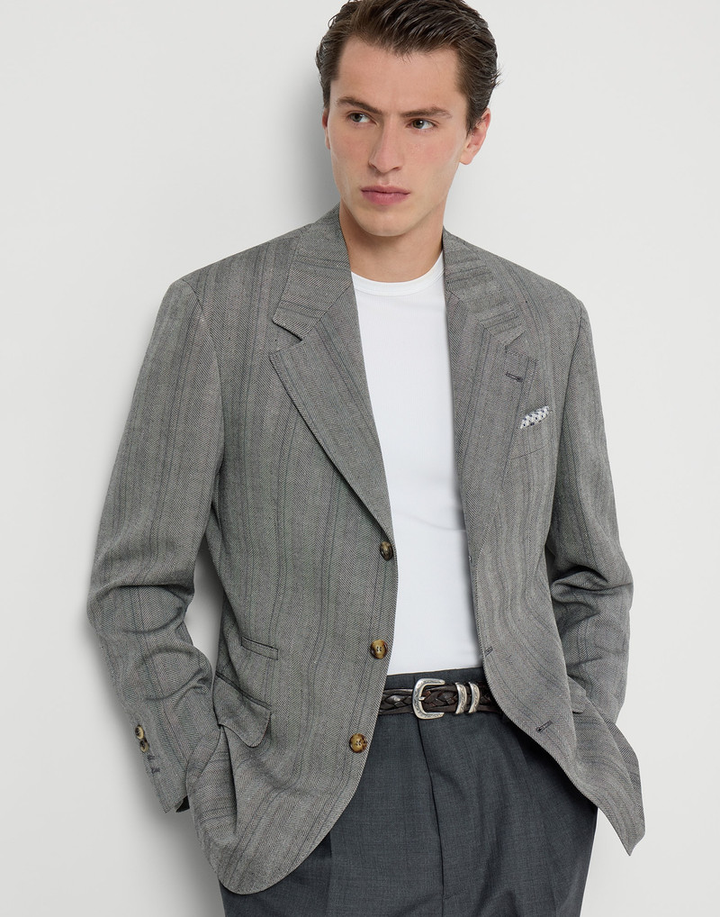 Hemp, virgin wool and silk chevron Tailor blazer 5