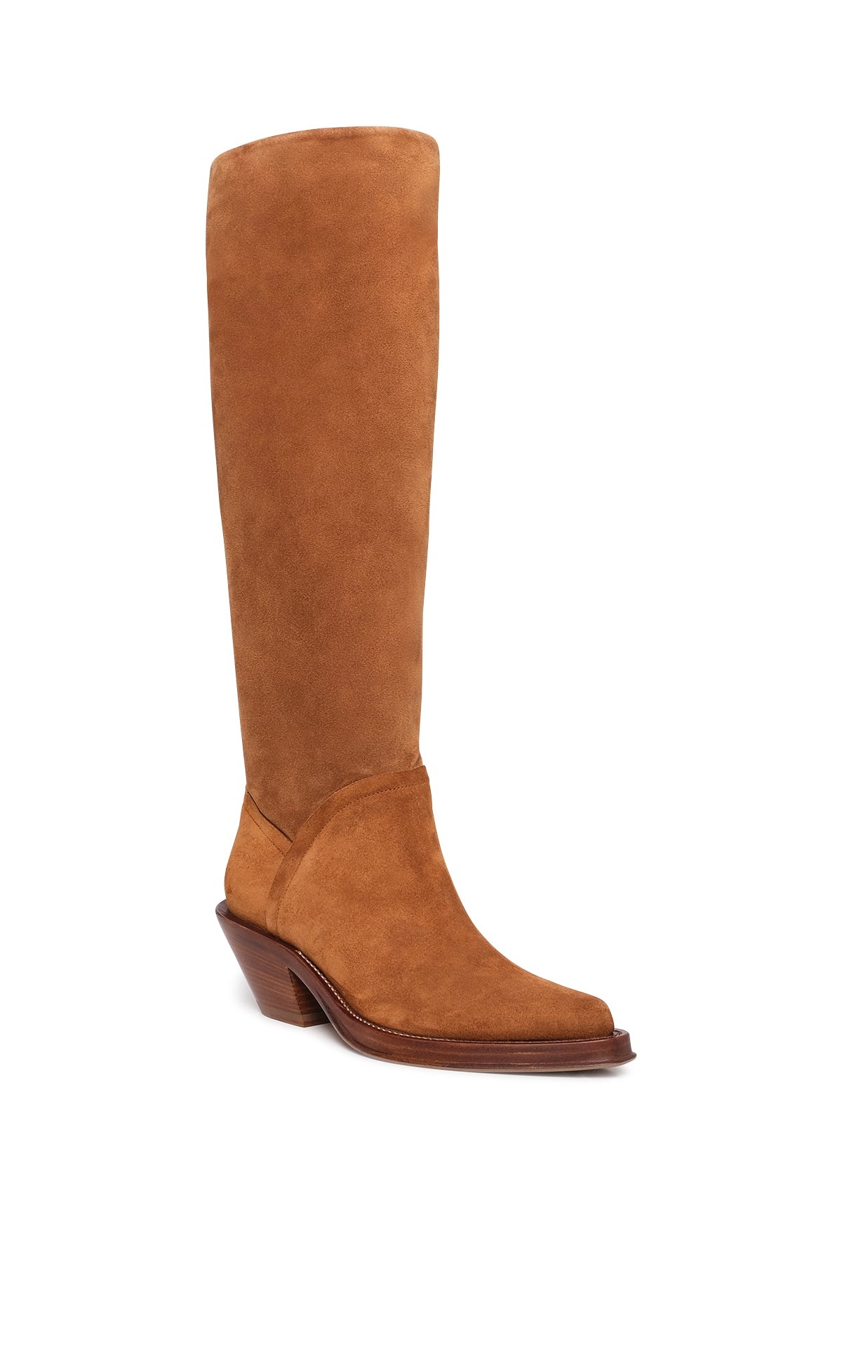 Camero Knee-High Cowboy Boot in Cognac Suede - 2