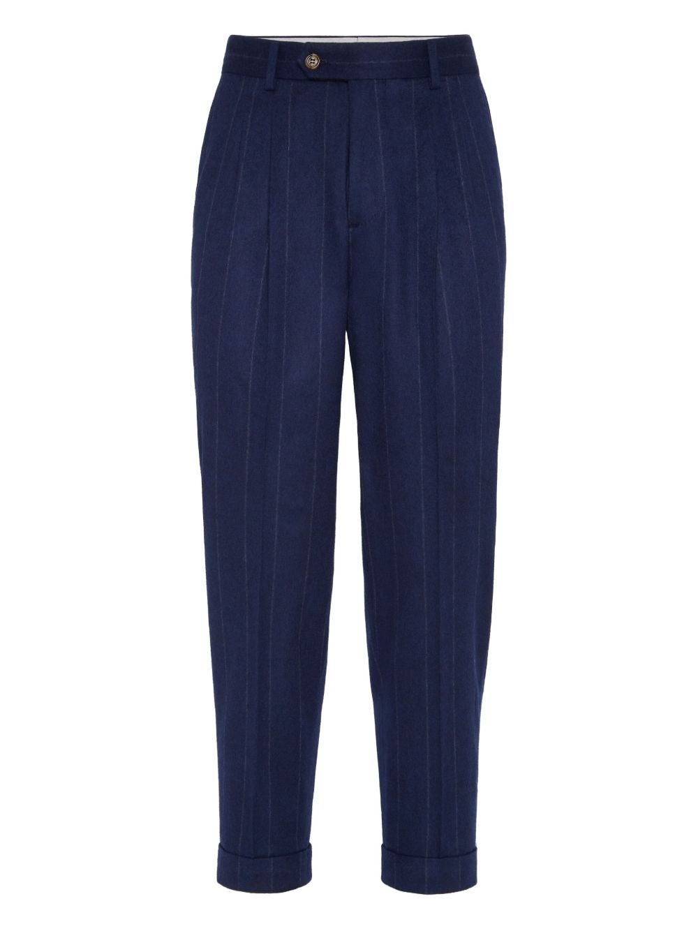 pleated wool-cashmere blend trousers - 1