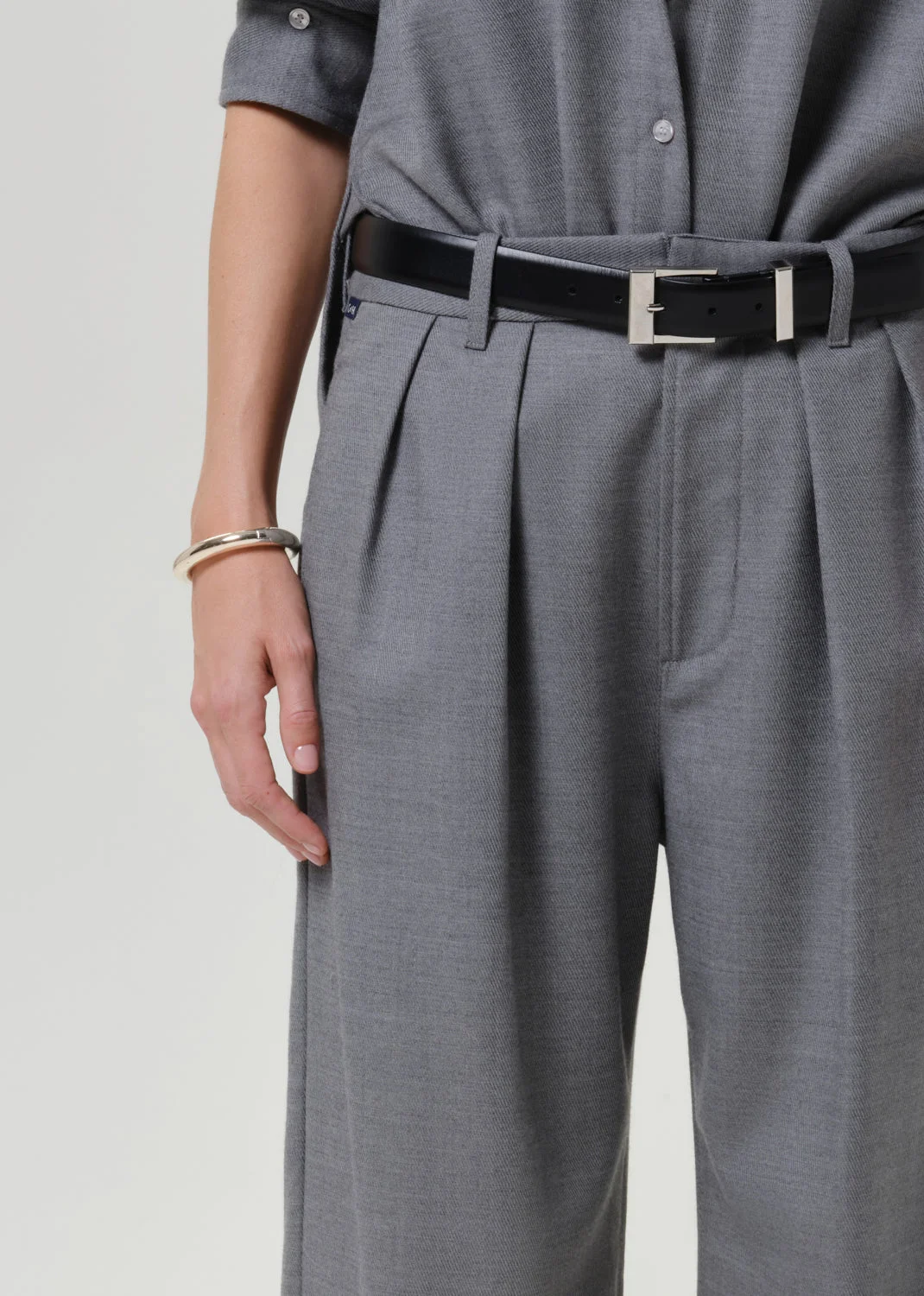 Ines Italian Virgin Wool Trouser In Gris - 1
