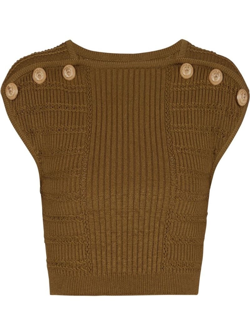 Balmain knitted button-detail cropped top farfetch REVERSIBLE